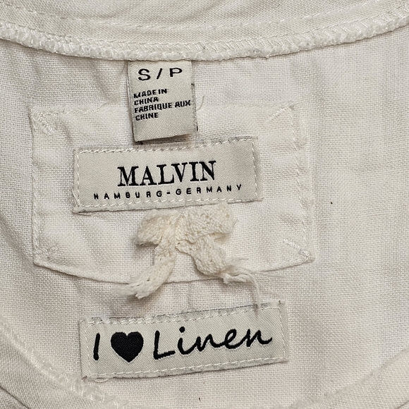 Anthropologie Malvin I Love Linen Cap Sleeve Dress Size S White - Picture 3 of 5